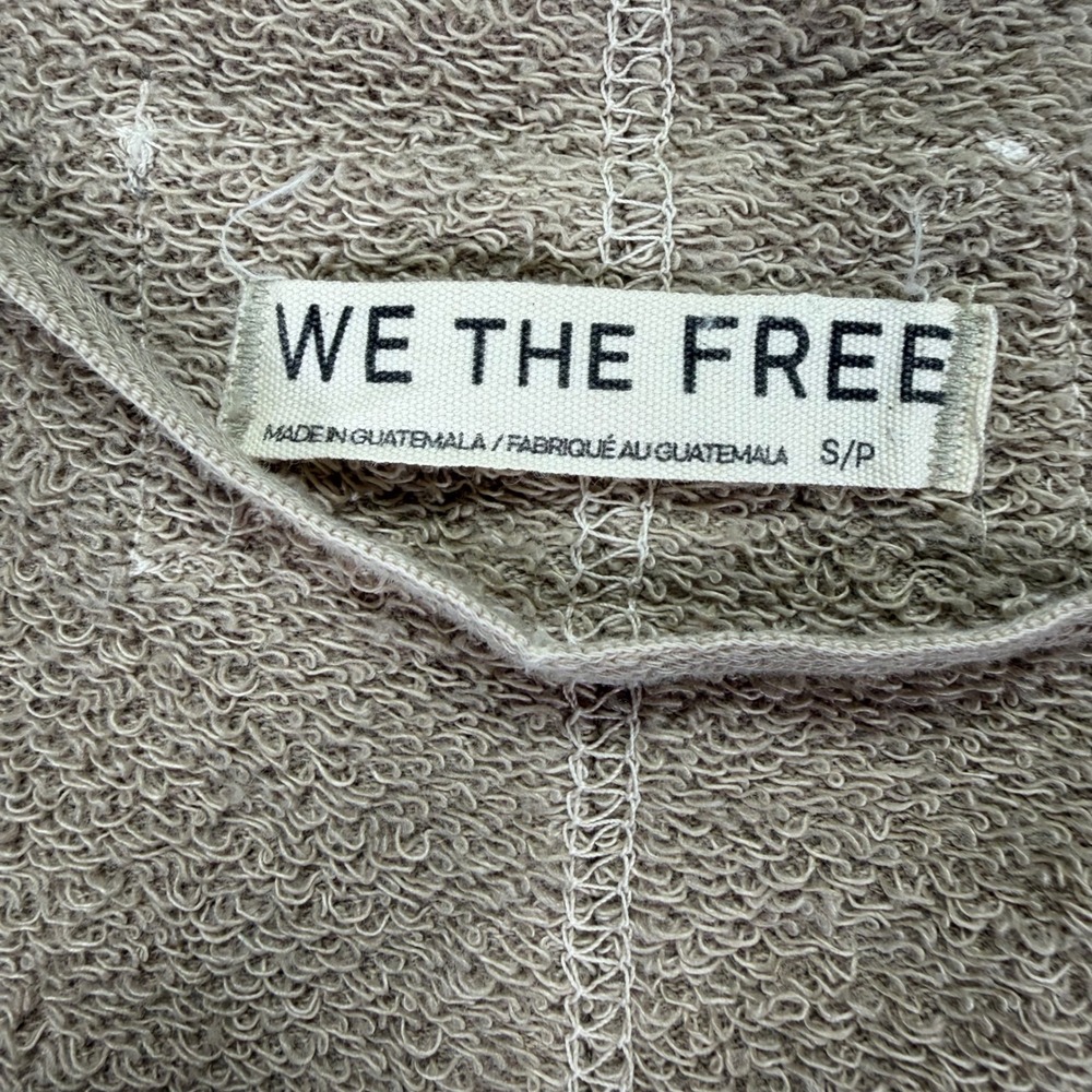We The Free Sweatshirt Womens M‎ Grey Excellent V-Neck Oversized Raw Hem - Picture 3 of 8